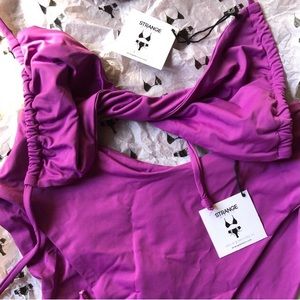 Strange Bikinis Zion High Cut Bikini Bottoms + Plumas Twist Bikini Top